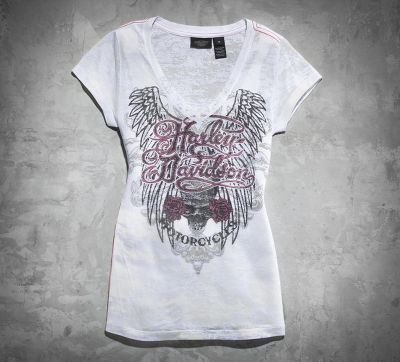 Skull & Roses V-Neck Tee