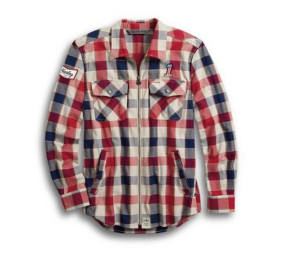 harley davidson hooded flannel shirt jacket